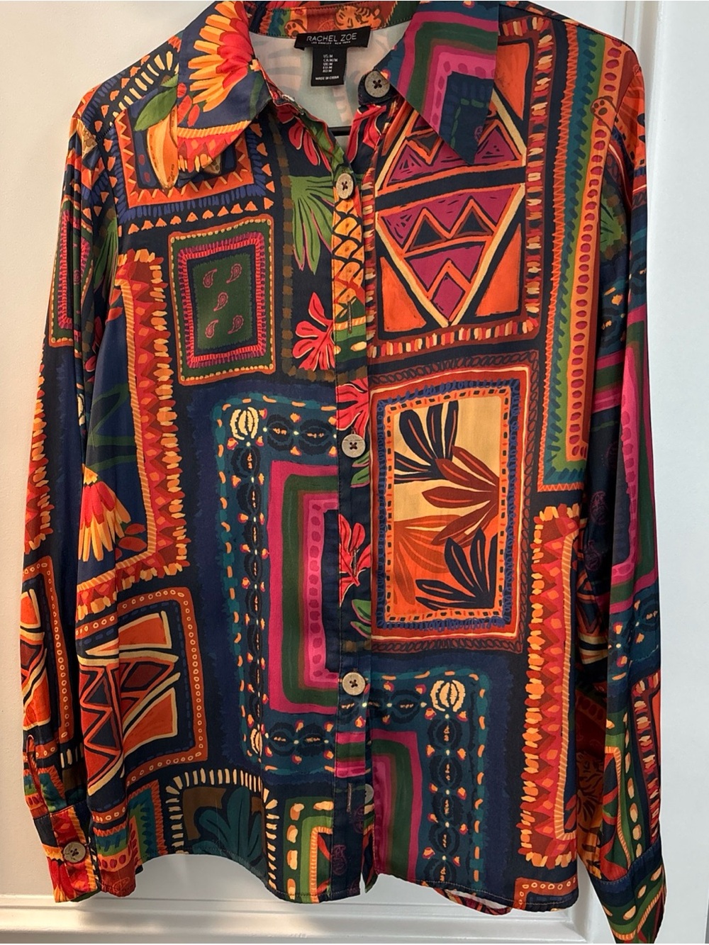 Rachel Zoe Multicolor Floral Print Blouse in Red, Green & Teal
